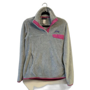 Patagonia Women Re-Tool Snap-T Fleece Pullover – Polartec, Gray & Pink, Gorpcore